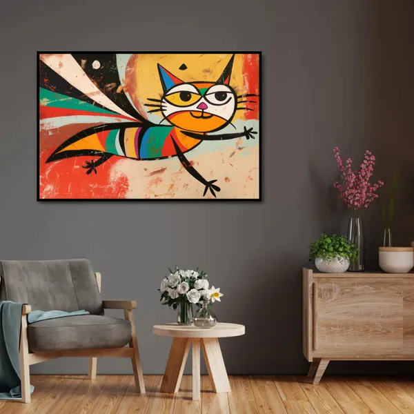 Cosmic_Cat_–_Abstract_Pop_Canvas_Wall_Art_With_black_Frame_Painting_For_Home_Decor_Living_Room_Wall_Decoration