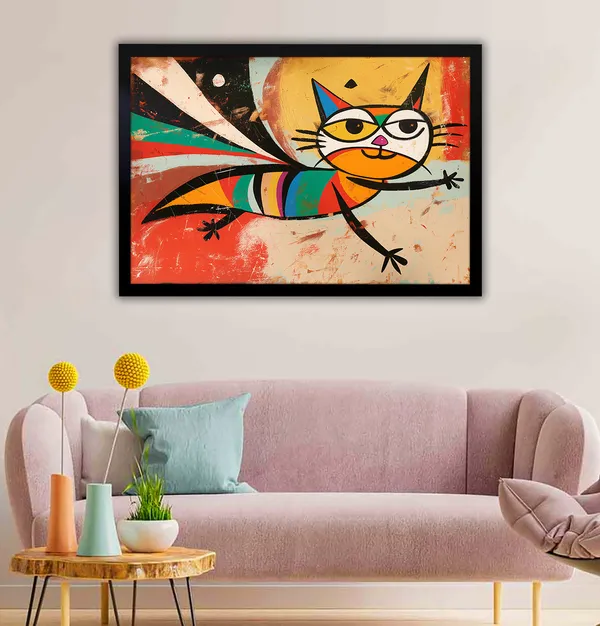 Cosmic_Cat_–_Abstract_Pop_Canvas_Wall_Art_With_black_Frame_Painting_For_Home_Decor_Living_Room_Wall_Decoration