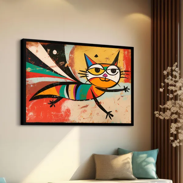 Cosmic_Cat_–_Abstract_Pop_Canvas_Wall_Art_With_black_Frame_Painting_For_Home_Decor_Living_Room_Wall_Decoration