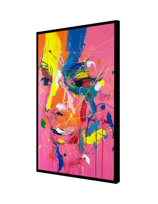 Vibrant_Abstract_Face_Canvas_Wall_Art_Painting_With_Black_Frame_For_Home_Decor_Living_Room_Wall_Decoration
