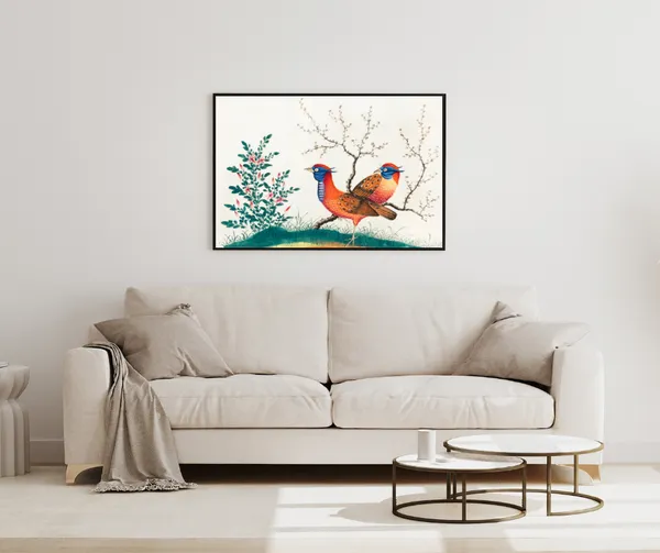 Spring_Plumage_–_Oriental_Bird_&_Blossom_Wall_Art_With_black_Frame_Painting_For_Home_Decor_Living_Room_Wall_Decoration