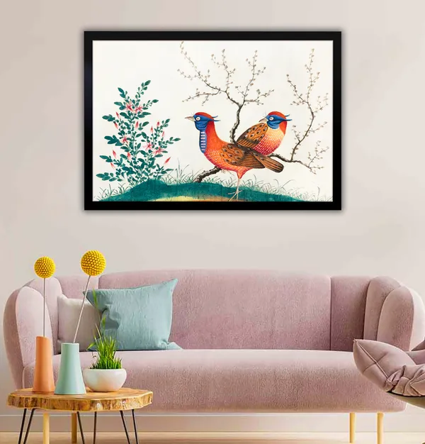 Spring_Plumage_–_Oriental_Bird_&_Blossom_Wall_Art_With_black_Frame_Painting_For_Home_Decor_Living_Room_Wall_Decoration