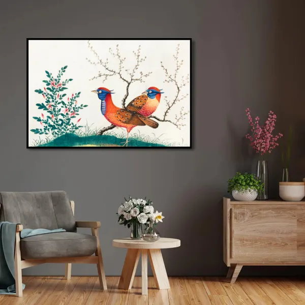 Spring_Plumage_–_Oriental_Bird_&_Blossom_Wall_Art_With_black_Frame_Painting_For_Home_Decor_Living_Room_Wall_Decoration