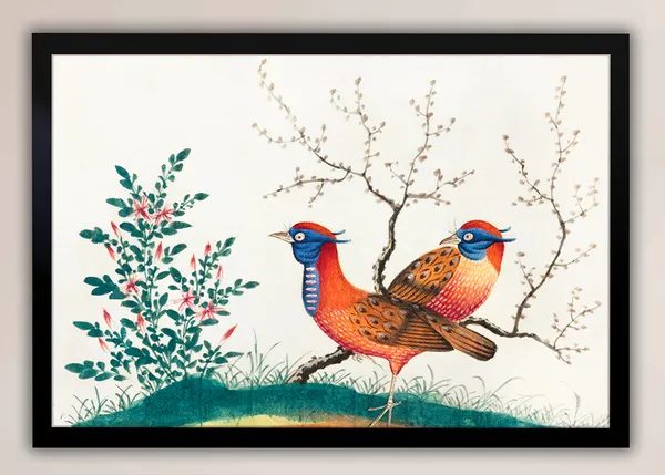 Spring_Plumage_–_Oriental_Bird_&_Blossom_Wall_Art_With_black_Frame_Painting_For_Home_Decor_Living_Room_Wall_Decoration