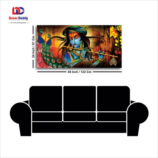 Melody_of_the_Divine_-_Lord_Krishna_with_Peacock_Canvas_Painting