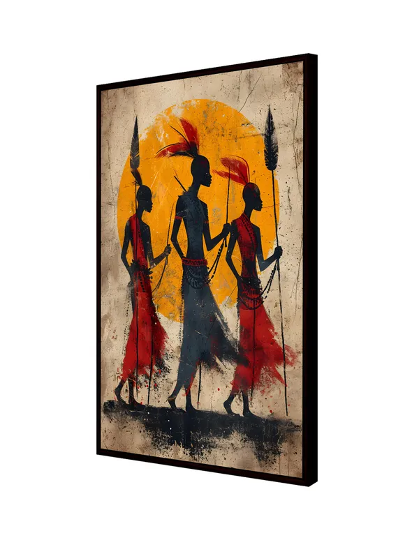 Tribal_Dance_Abstract_Canvas_Wall_Art_Painting_with_Black_Frame_For_Home_Decor_Living_Room_Wall_Decoration
