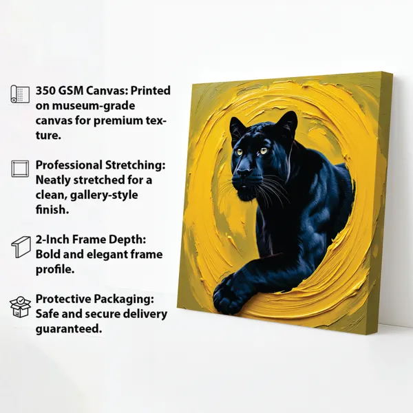 Bold_Black_Panther_Canvas_Painting_|_Modern_Animal_Wall_Art_for_Living_Room_|_Vibrant_Yellow_Decor_with_Stretched_Frame