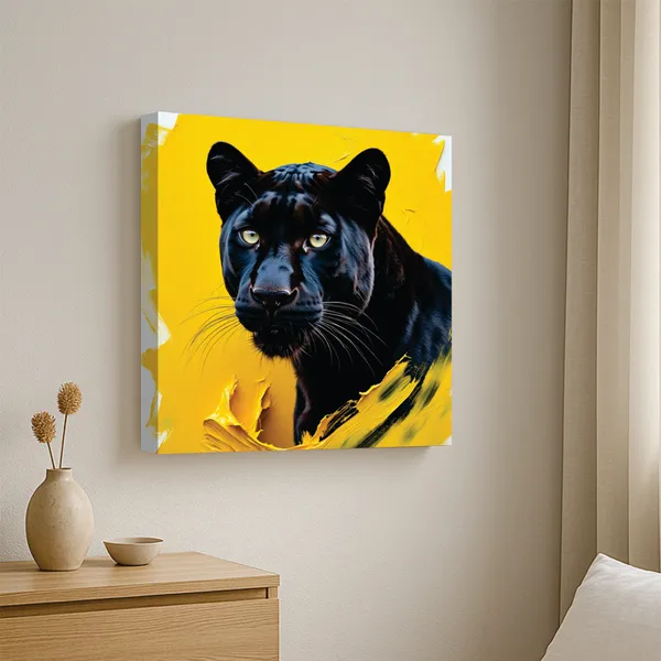 Modern_Black_Panther_Canvas_Painting_|_Bold_Animal_Art_for_Living_Room_Decor_|_Vibrant_Wall_Art_with_Strachetd_Frame