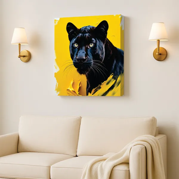 Modern_Black_Panther_Canvas_Painting_|_Bold_Animal_Art_for_Living_Room_Decor_|_Vibrant_Wall_Art_with_Strachetd_Frame