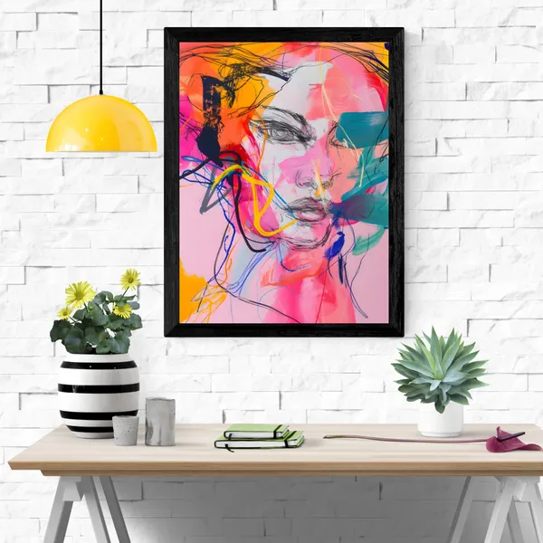 Abstract_Expression_Face_Canvas_Wall_Art_Painting_With_Black_Frame_For_Home_Decor_Living_Room_Wall_Decoration