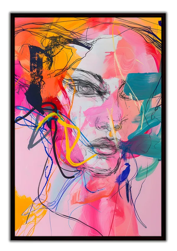 Abstract_Expression_Face_Canvas_Wall_Art_Painting_With_Black_Frame_For_Home_Decor_Living_Room_Wall_Decoration