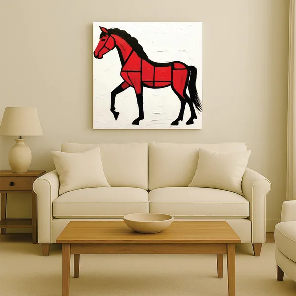 The_red_horse_with_white_canvas_wall_art_Stretched_Frame_painting_For_Home_Decor_Living_Room_Wall_Decoration