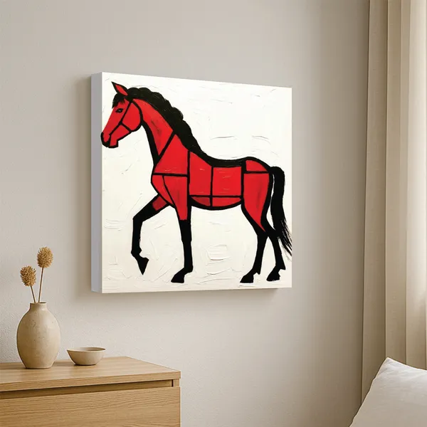 The_red_horse_with_white_canvas_wall_art_Stretched_Frame_painting_For_Home_Decor_Living_Room_Wall_Decoration