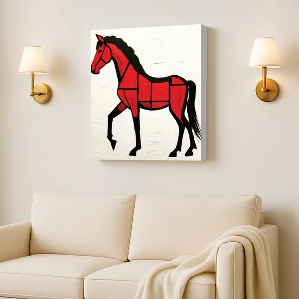 The_red_horse_with_white_canvas_wall_art_Stretched_Frame_painting_For_Home_Decor_Living_Room_Wall_Decoration