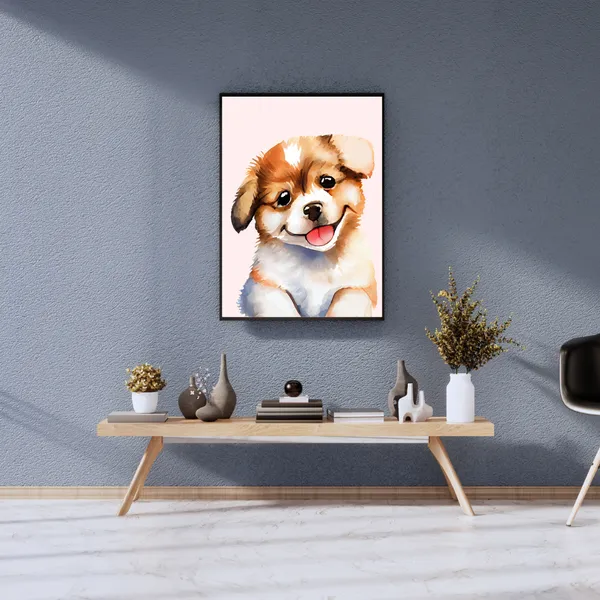 Dog_Pop__Canvas_Wall_Art_Painting_With_Black_Frame_For_Home_Decor_Living_Room_Wall_Decoration