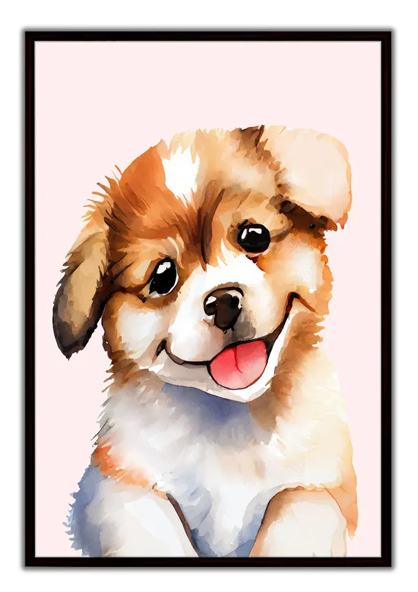 Dog_Pop__Canvas_Wall_Art_Painting_With_Black_Frame_For_Home_Decor_Living_Room_Wall_Decoration