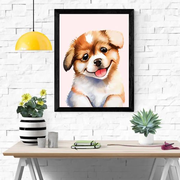 Dog_Pop__Canvas_Wall_Art_Painting_With_Black_Frame_For_Home_Decor_Living_Room_Wall_Decoration