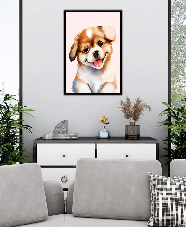 Dog_Pop__Canvas_Wall_Art_Painting_With_Black_Frame_For_Home_Decor_Living_Room_Wall_Decoration