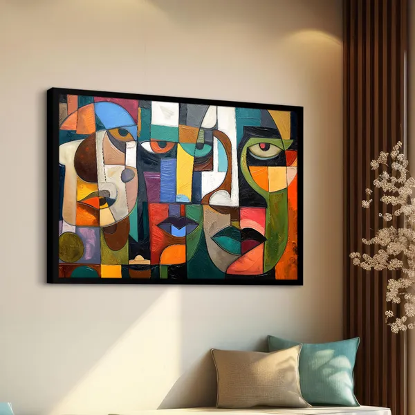 Fragmented_Faces_–_Modern_Abstract_Cubism_Wall_Art_With_black_Frame_Painting_For_Home_Decor_Living_Room_Wall_Decoration