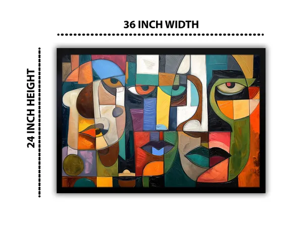 Fragmented_Faces_–_Modern_Abstract_Cubism_Wall_Art_With_black_Frame_Painting_For_Home_Decor_Living_Room_Wall_Decoration