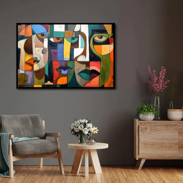 Fragmented_Faces_–_Modern_Abstract_Cubism_Wall_Art_With_black_Frame_Painting_For_Home_Decor_Living_Room_Wall_Decoration