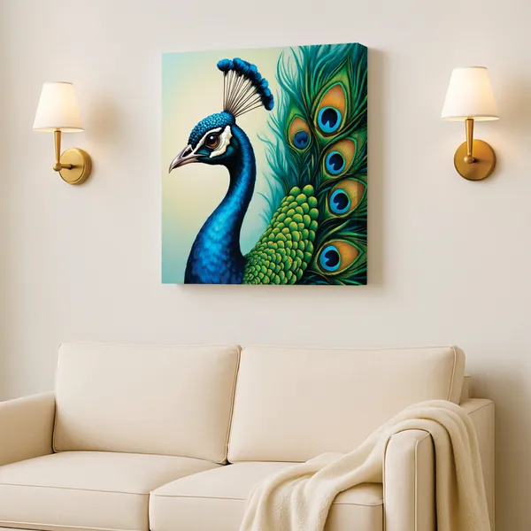 Vibrant_Peacock�Canvas_Painting�|_Modern_Wall�Art_for_Living�Room_|_Decorative_with_Stretched_�Framed_Art_Piece