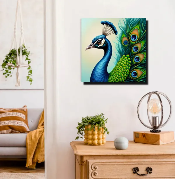 Vibrant_Peacock�Canvas_Painting�|_Modern_Wall�Art_for_Living�Room_|_Decorative_with_Stretched_�Framed_Art_Piece