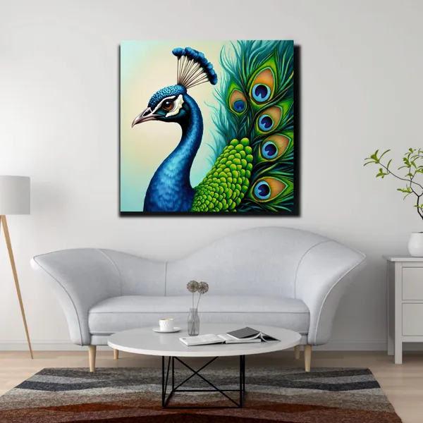 Vibrant_Peacock�Canvas_Painting�|_Modern_Wall�Art_for_Living�Room_|_Decorative_with_Stretched_�Framed_Art_Piece