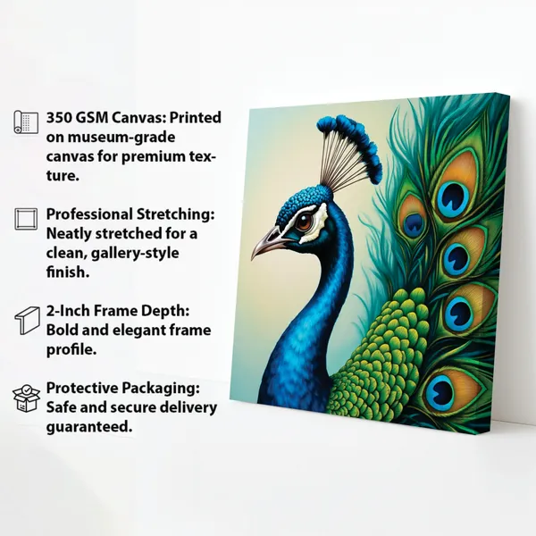 Vibrant_Peacock�Canvas_Painting�|_Modern_Wall�Art_for_Living�Room_|_Decorative_with_Stretched_�Framed_Art_Piece