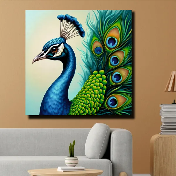 Vibrant_Peacock�Canvas_Painting�|_Modern_Wall�Art_for_Living�Room_|_Decorative_with_Stretched_�Framed_Art_Piece