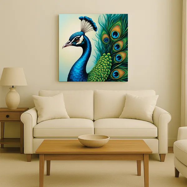 Vibrant_Peacock�Canvas_Painting�|_Modern_Wall�Art_for_Living�Room_|_Decorative_with_Stretched_�Framed_Art_Piece