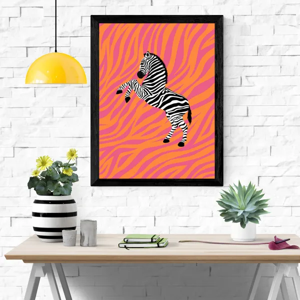Zebra_Pop_Canvas_Wall_Art_Painting_With_Black_Frame_For_Home_Decor_Living_Room_Wall_Decoration