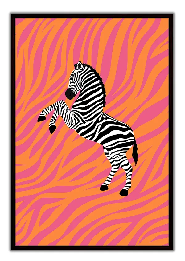 Zebra_Pop_Canvas_Wall_Art_Painting_With_Black_Frame_For_Home_Decor_Living_Room_Wall_Decoration