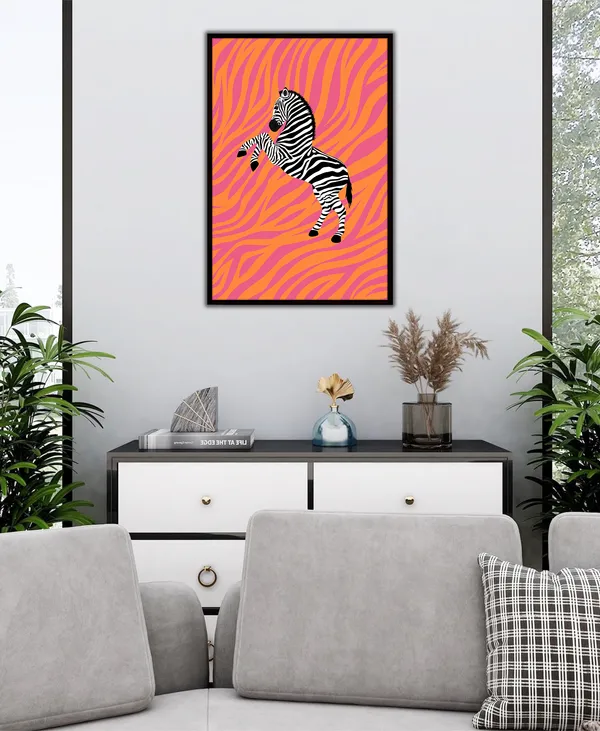 Zebra_Pop_Canvas_Wall_Art_Painting_With_Black_Frame_For_Home_Decor_Living_Room_Wall_Decoration