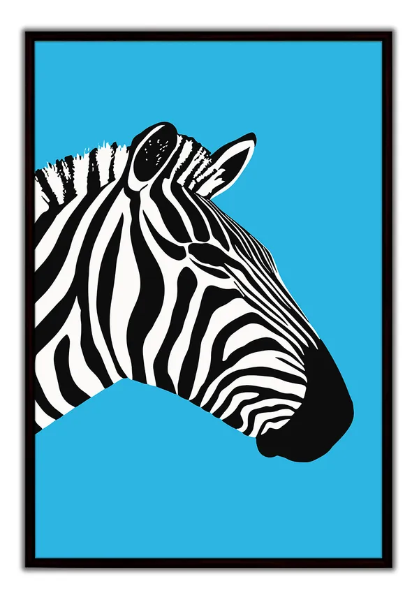 Black_&_White_Zebra_Canvas_Wall_Art_Painting_With_Black_Frame_For_Home_Decor_Living_Room_Wall_Decoration