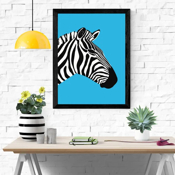 Black_&_White_Zebra_Canvas_Wall_Art_Painting_With_Black_Frame_For_Home_Decor_Living_Room_Wall_Decoration