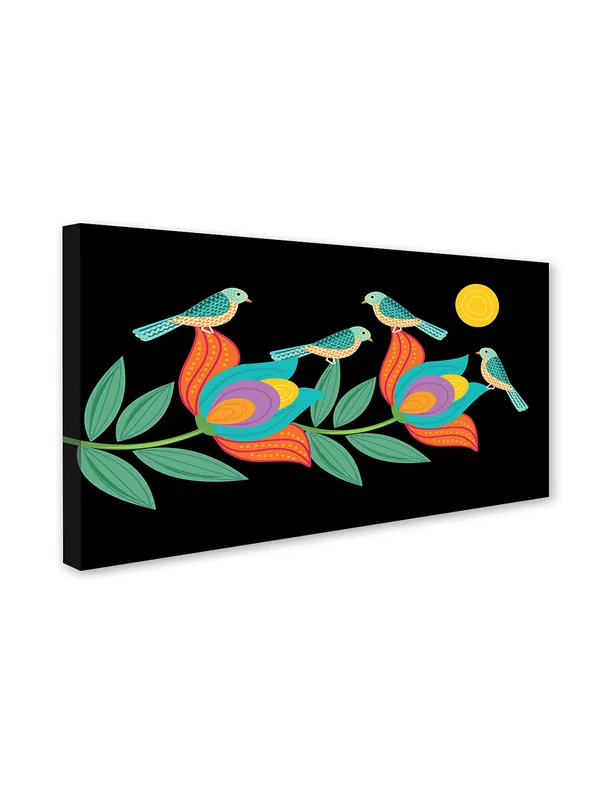 Midnight_Garden_�_Birds_&_Blossoms_Folk_Art_Canvas