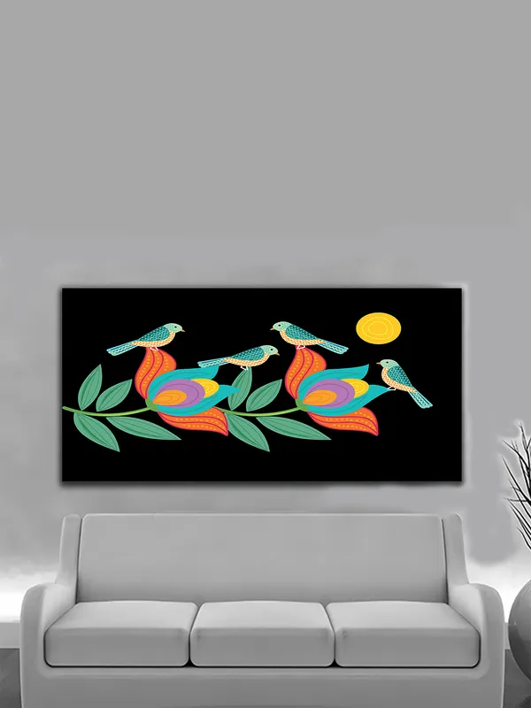 Midnight_Garden_�_Birds_&_Blossoms_Folk_Art_Canvas