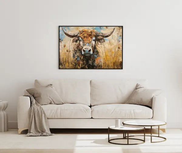 Wild_Strength_–_Bull_Abstract_Canvas_Wall_Art_With_black_Frame_Painting_For_Home_Decor_Living_Room_Wall_Decoration