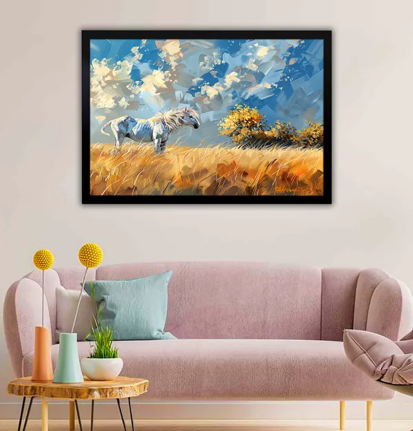 Golden_Serenity_–_Abstract_Horse_Canvas_Wall_Art_With_black_Frame_Painting_For_Home_Decor_Living_Room_Wall_Decoration