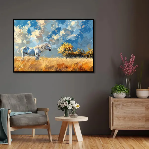 Golden_Serenity_–_Abstract_Horse_Canvas_Wall_Art_With_black_Frame_Painting_For_Home_Decor_Living_Room_Wall_Decoration