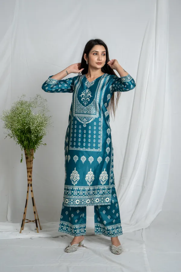 Blue_Printed_Premium_Fabric_Suit_Set_For_Women