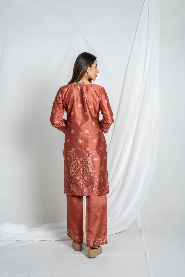 Rust_Premium_Keyhole_Neck_Premium_Co-Ord_Set_For_Women