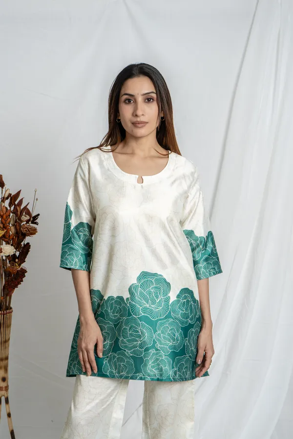 Off-White_&_Bottle_Green_Premium_Fabric_Straight_Fit_Co-Ord_Set_For_Women