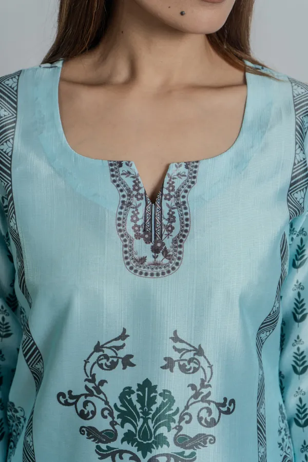 Blue_Premium_Fabric_Floral_Kurta_Set_For_Women