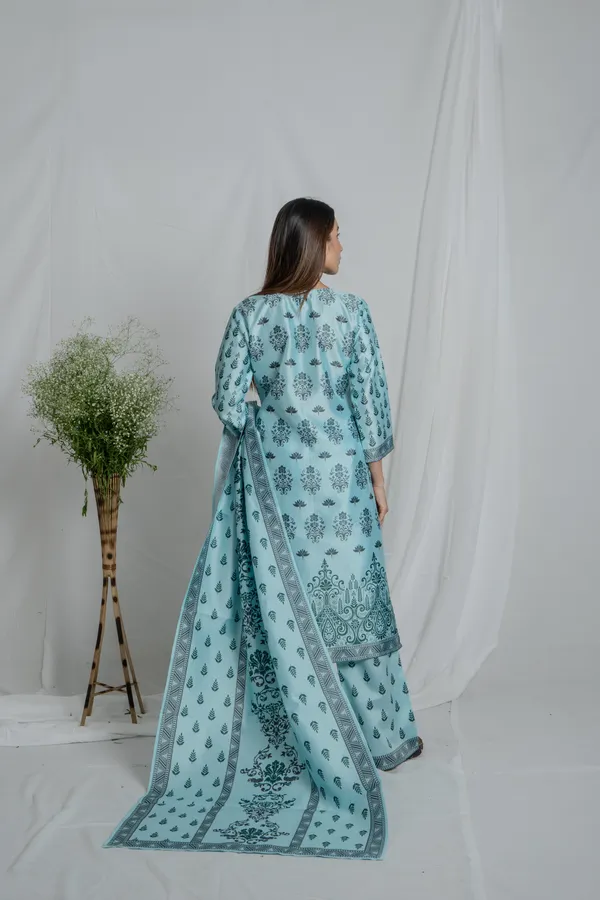 Blue_Premium_Fabric_Floral_Kurta_Set_For_Women