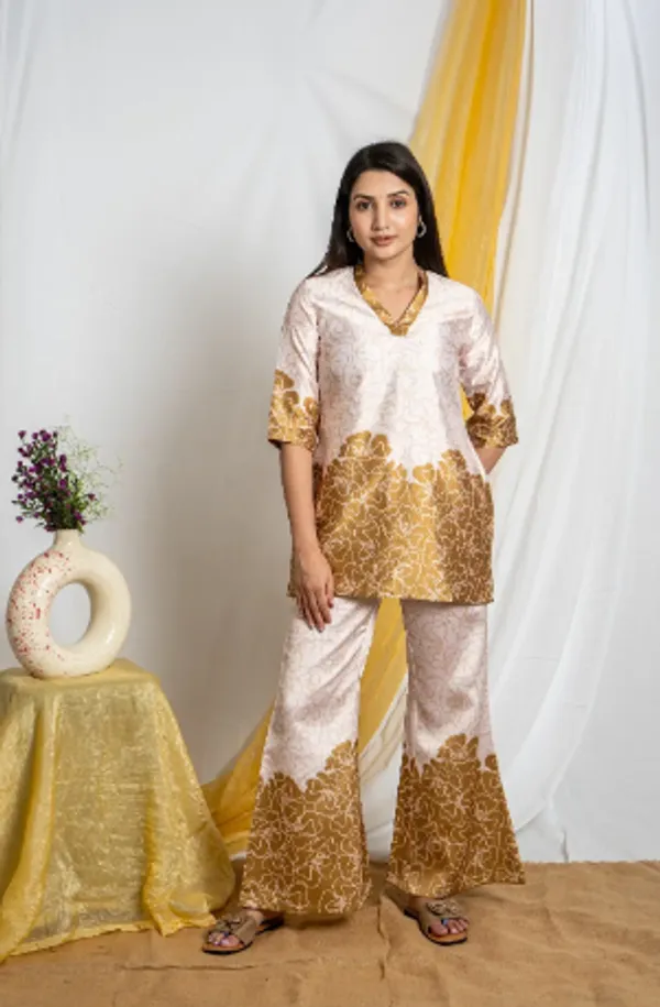 Olive_Green_Premium_Fabric_V-Neck_&_Straight_Fit_Co-Ord_Set_For_Women