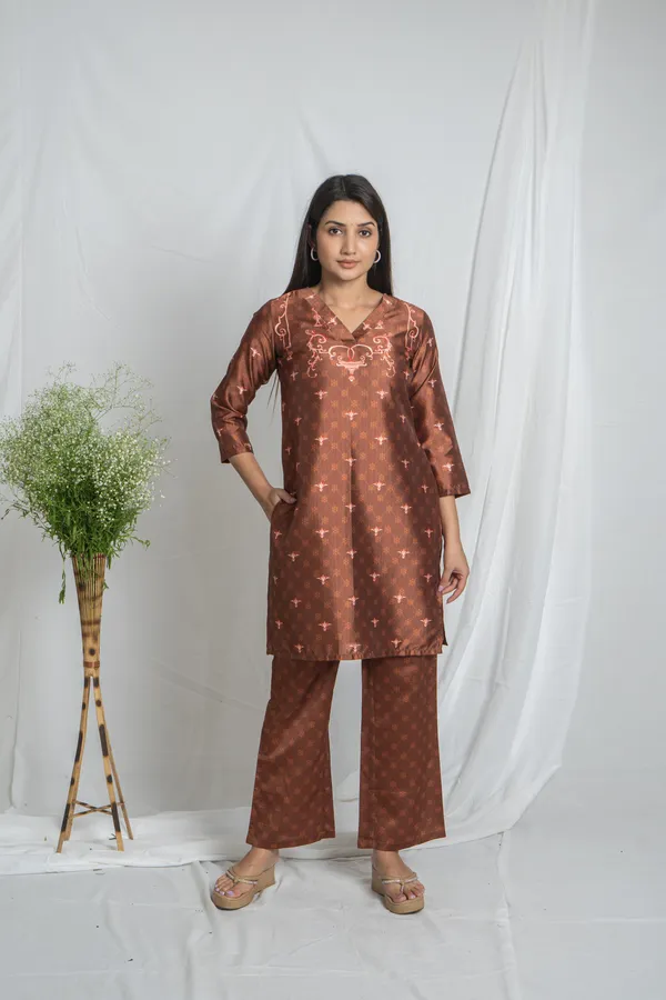Brown_Premium_Straight_Kurta_Bottom_Set_For_Women