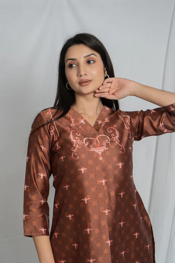 Brown_Premium_Straight_Kurta_Bottom_Set_For_Women