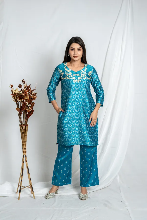 Blue_Straight_Kurta_Bottom_Set_For_Women